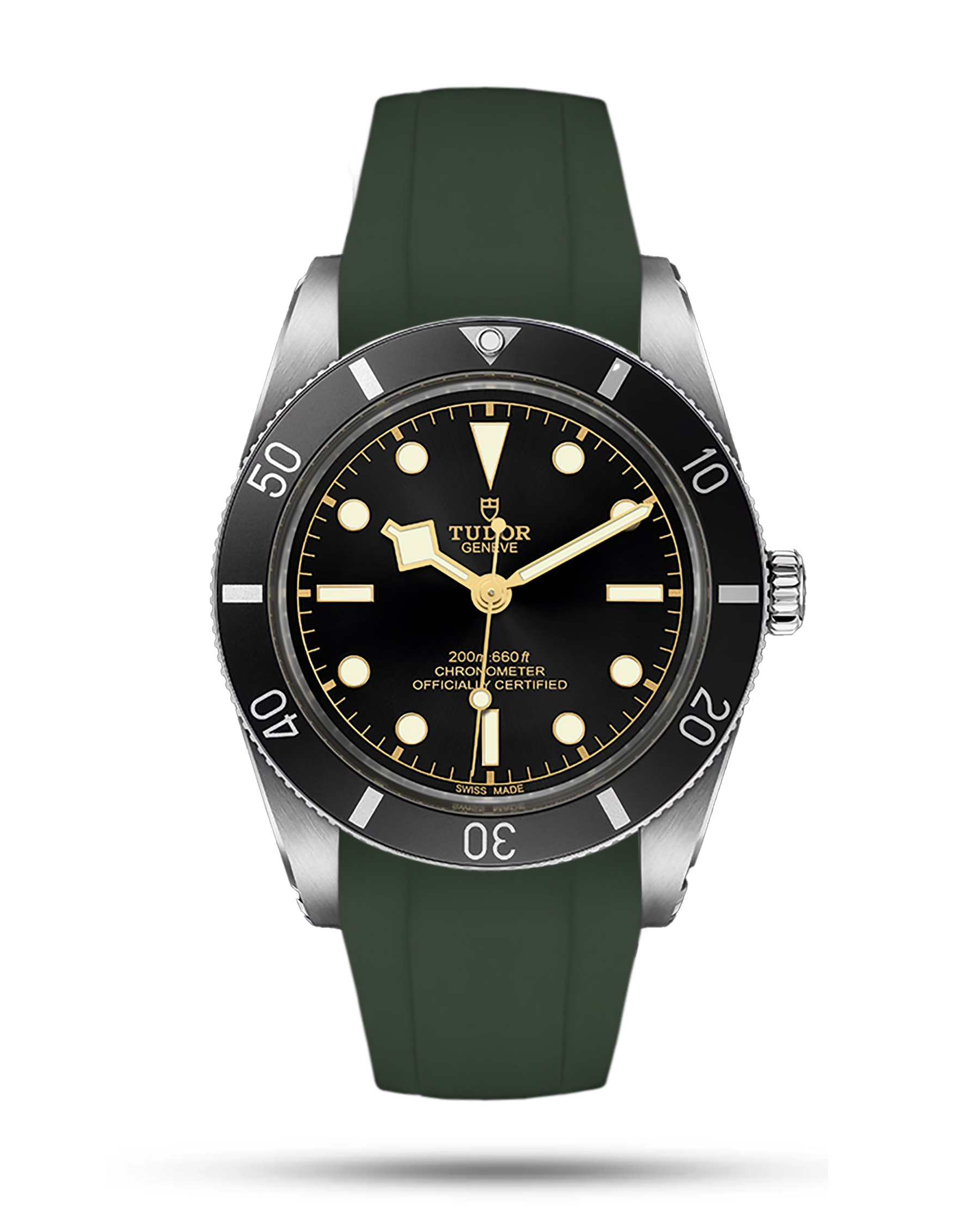 Integrated Green Rubber Strap For Black Bay 54