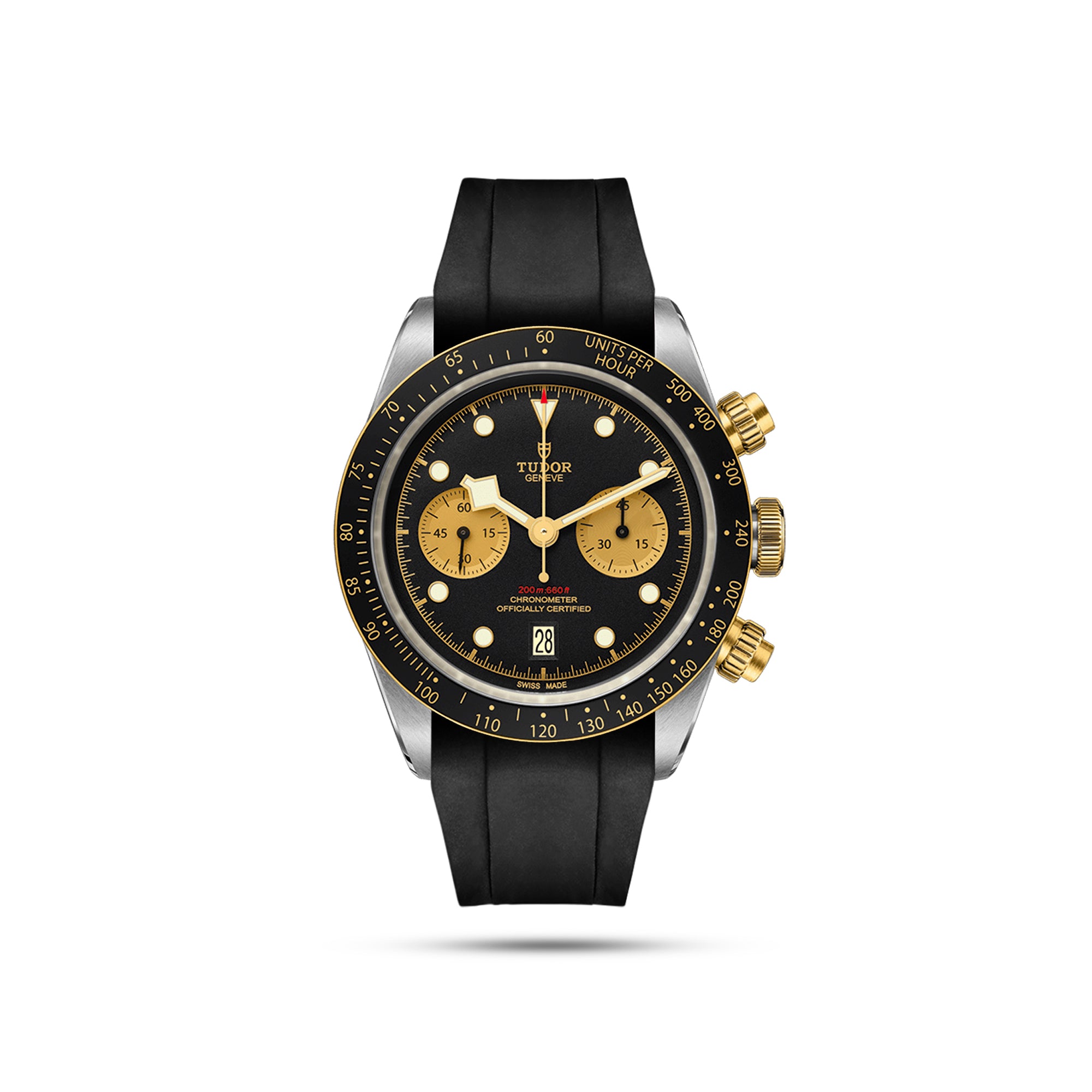 IntegratedBlack Rubber Strap For Heritage Chrono