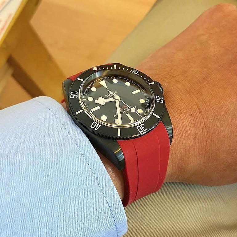 Tudor Black Bay Rubber Strap - Red