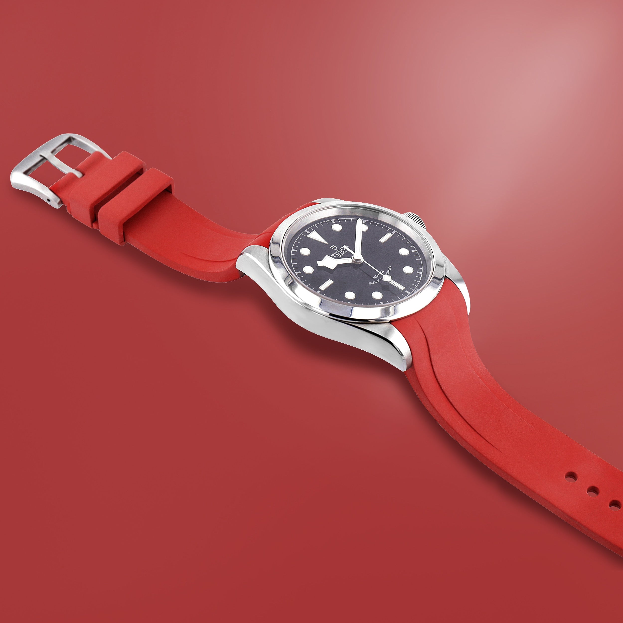 Red Rubber Strap for Tudor Heritage black bay