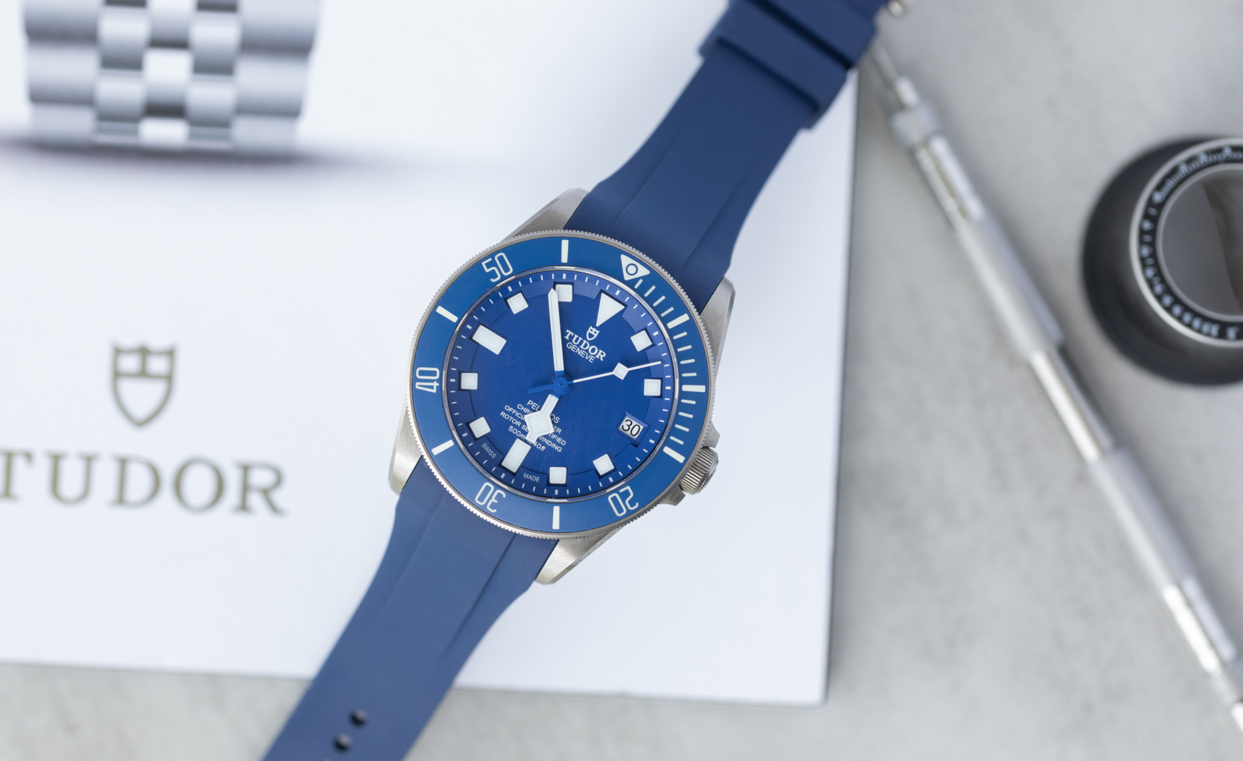 Pelagos 42mm Watch with Blue Rubber Strap