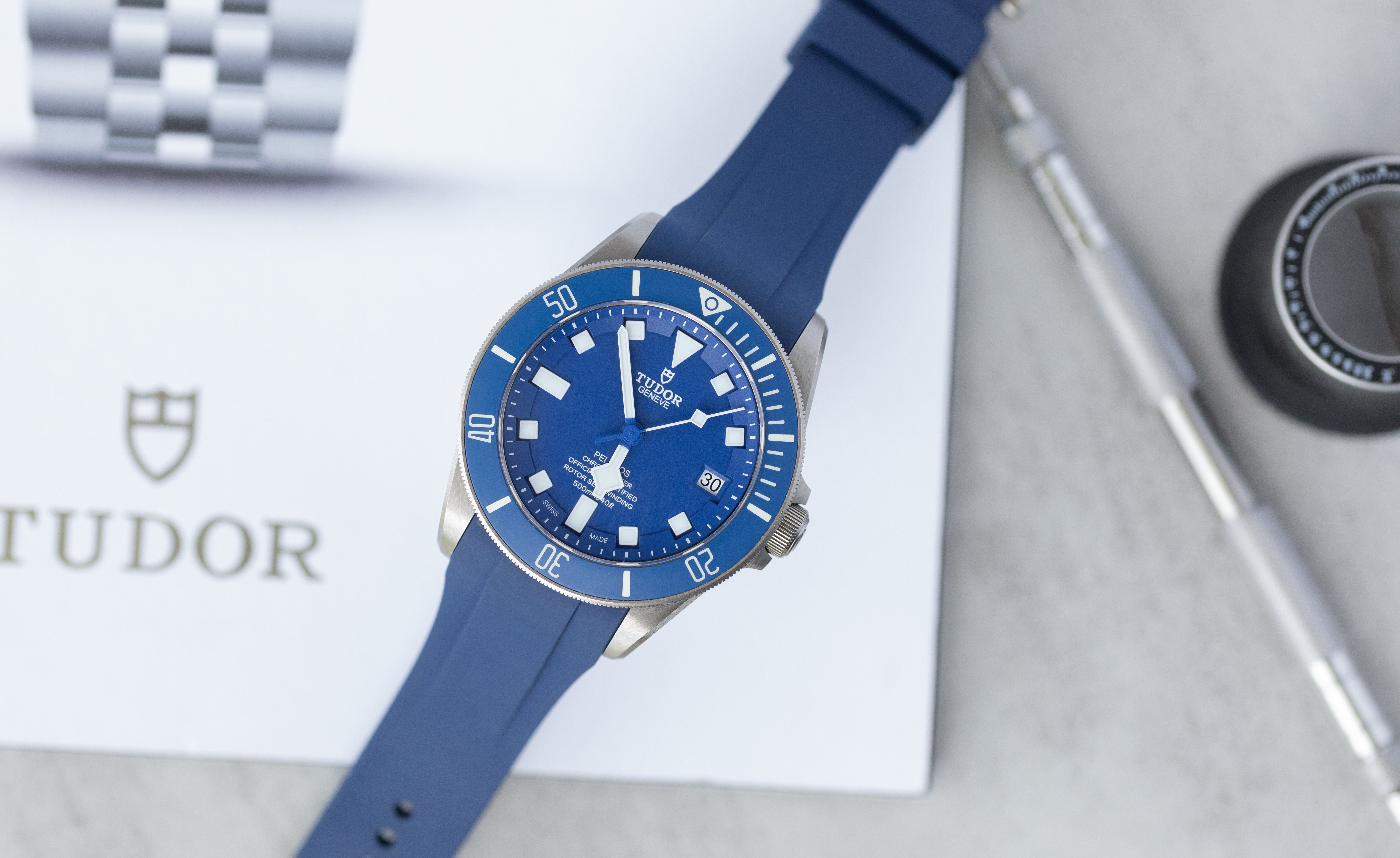 Integrated Rubber Strap For Tudor Pelagos - Blue
