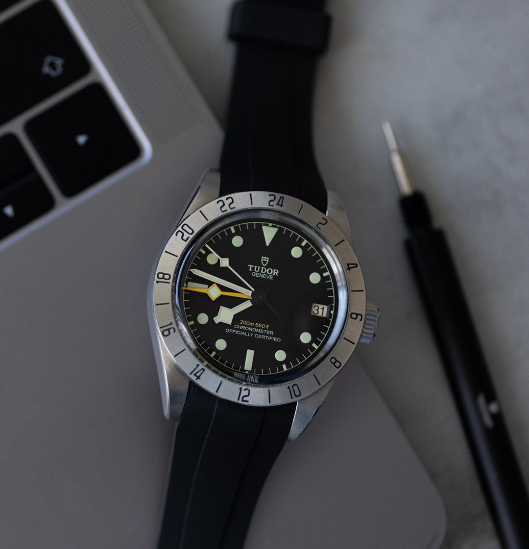 Tudor Black Bay Pro watch with Black Rubber Strap