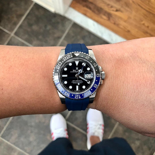 Rolex GMT Master II with Blue Strap on wrist