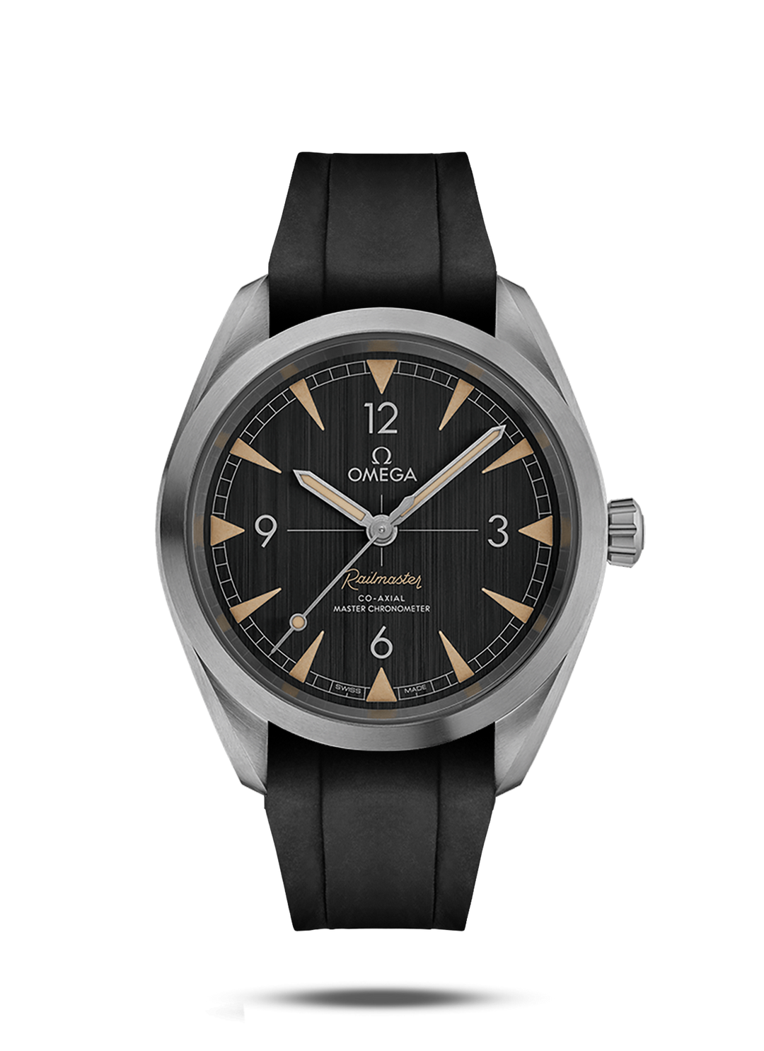 Black Rubber Strap for Omega Railmaster