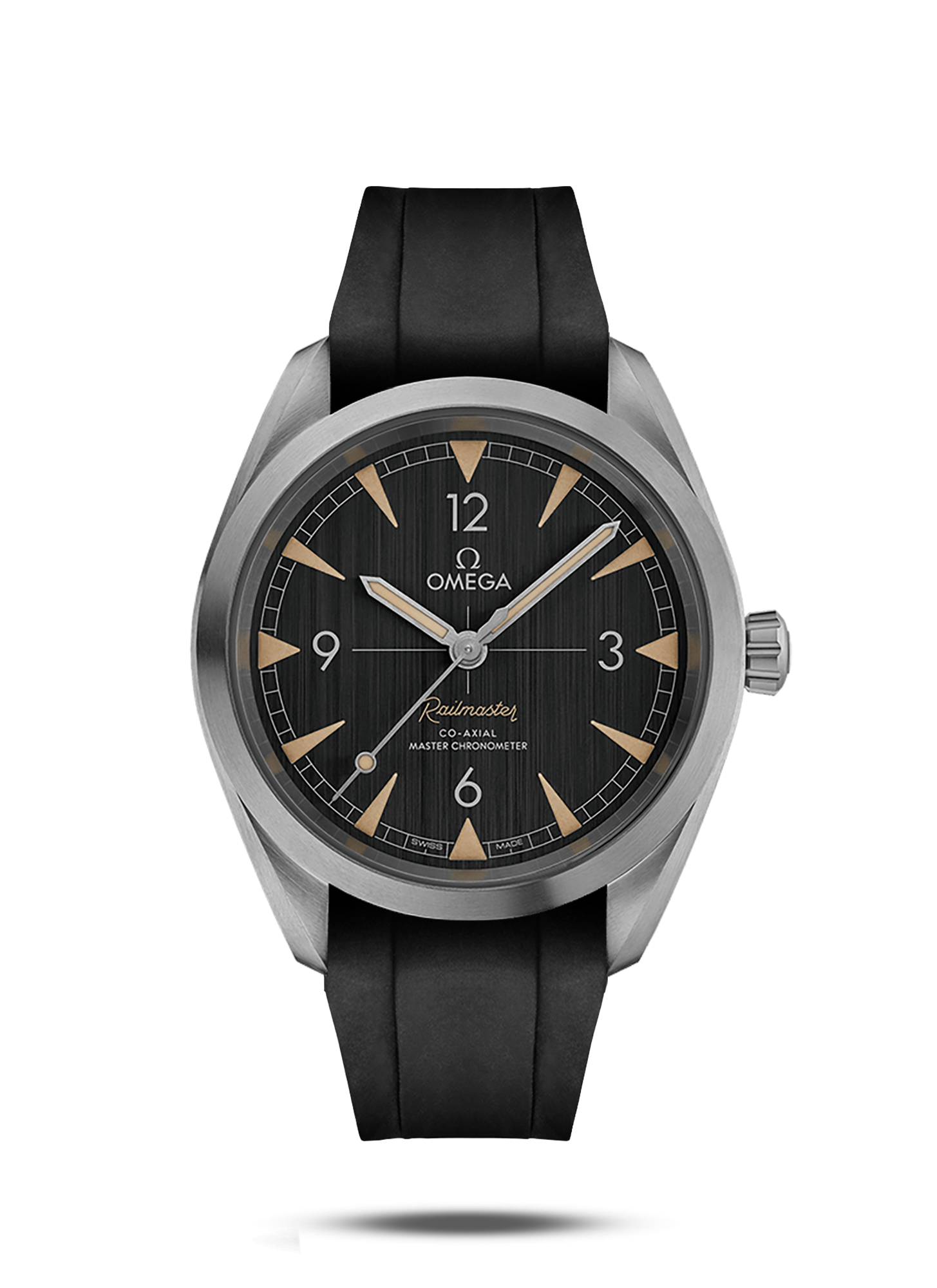 Black Rubber Strap for Omega Railmaster