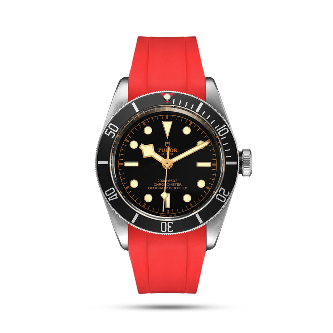 Tudor Heritage black bay red rubber strap