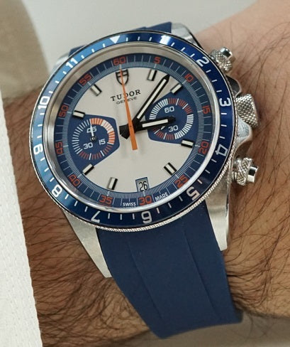 Tudor chronograph Blue rubber strap