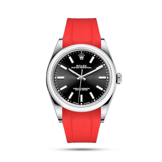 Oyster Perpetual 39mm with a Red Rubber Strap