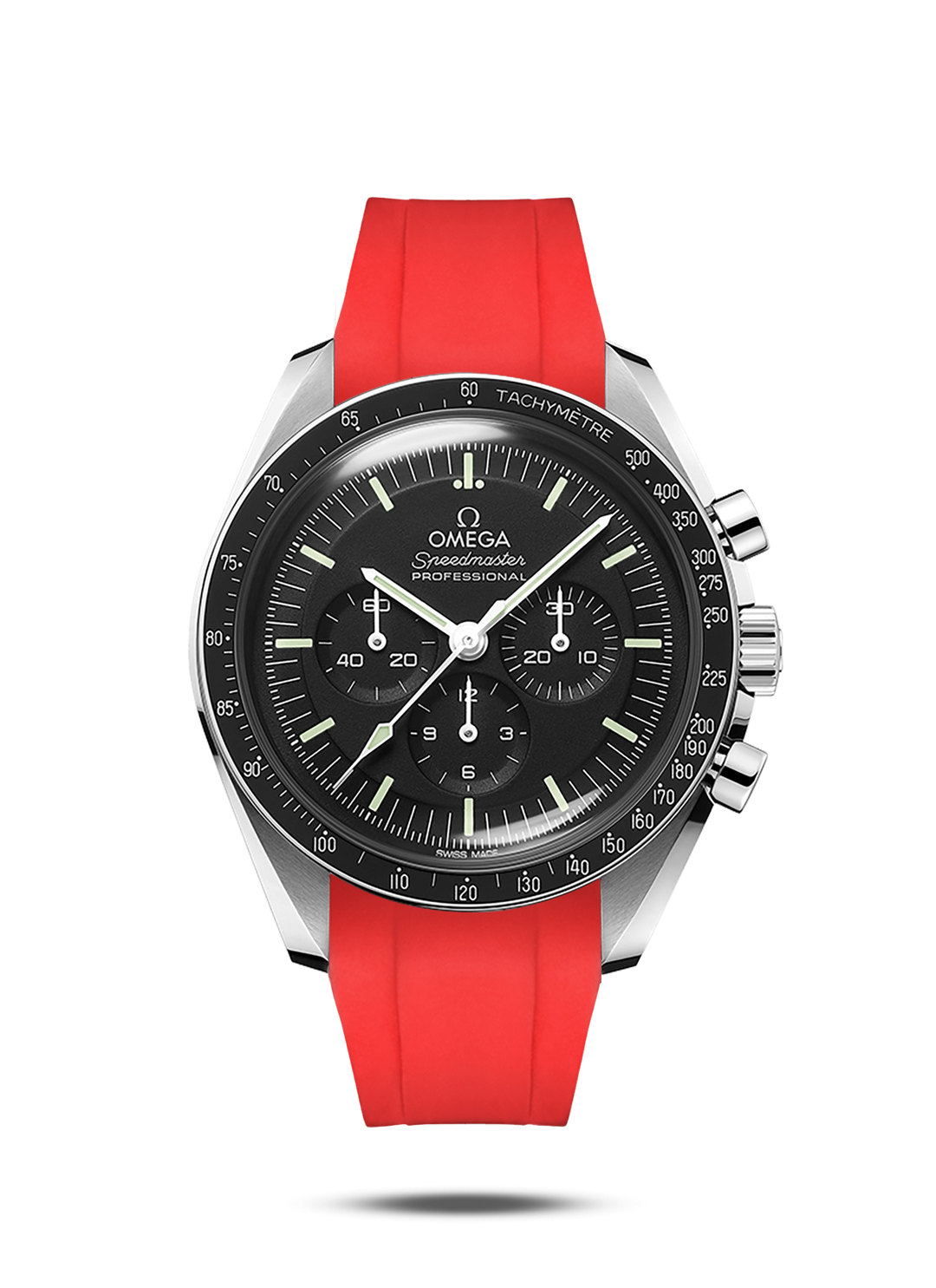 Red Rubber Strap for Omega Speedmaster Professional